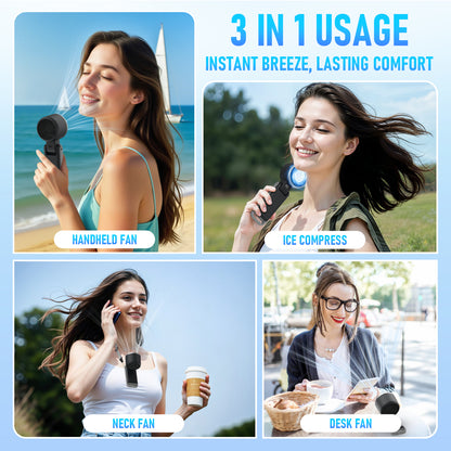 Portable Handheld Fan, 60°F Ice Cooling, 5 Speed 25550RPM