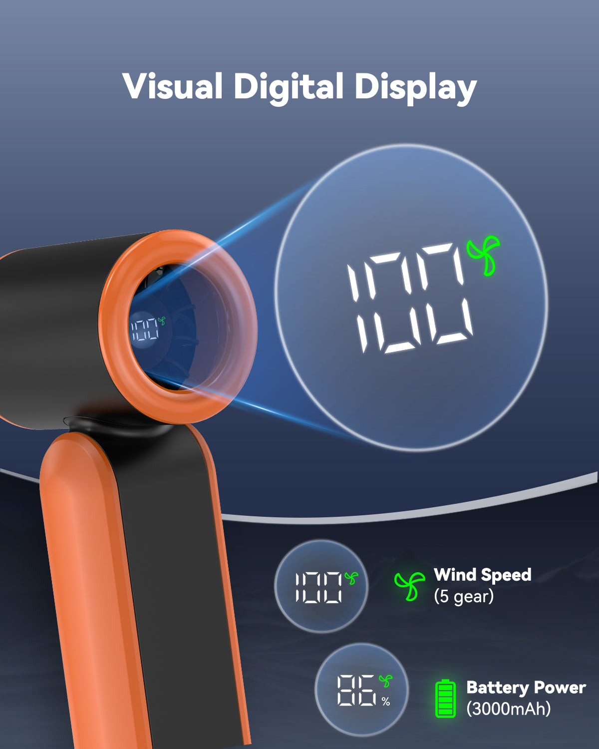 Portable Mini Turbo Fan - 17,400 RPM, 5 Speeds, 8H Battery