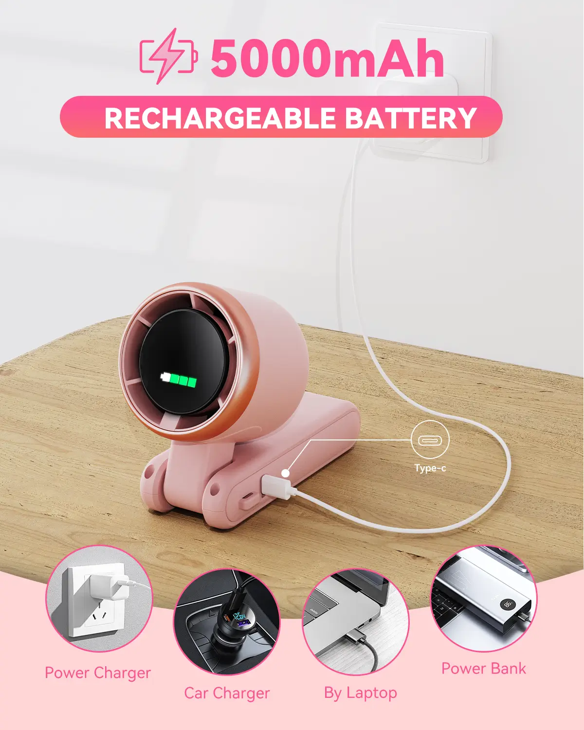 USB-C Charging Port - Compatible with Power Banks, Car Chargers, and Laptops