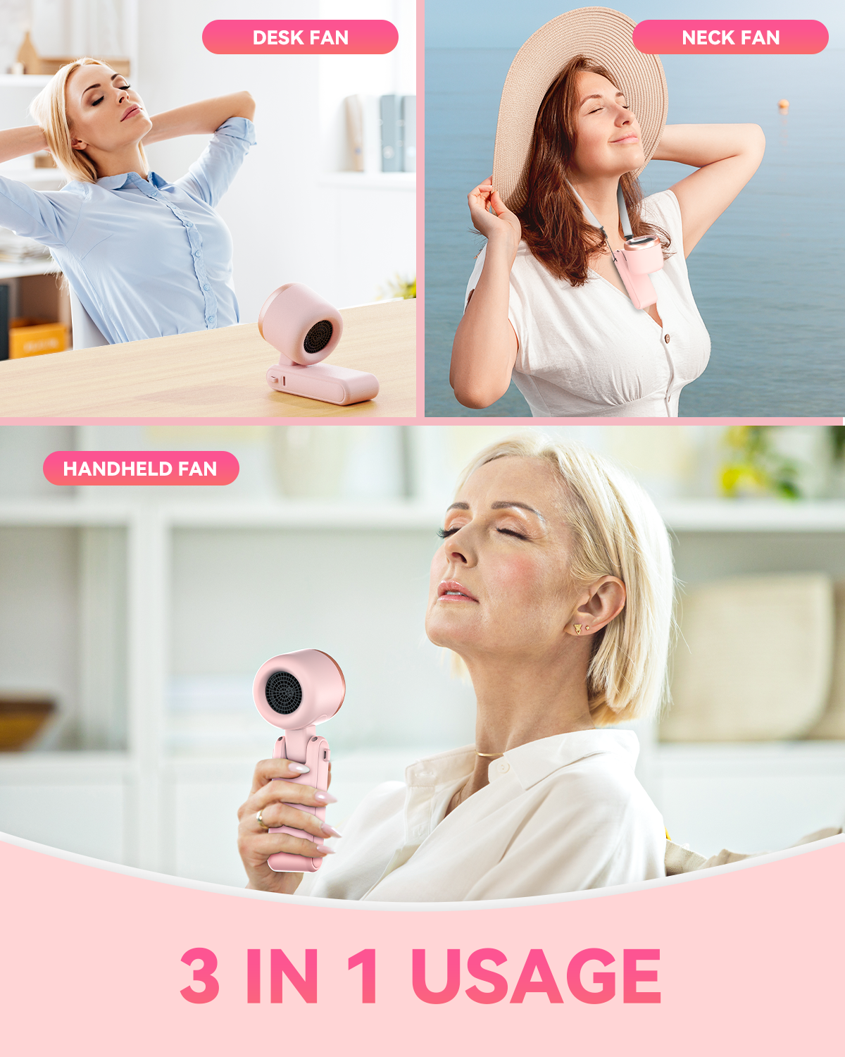 Portable Turbo Fan - 5 Speeds, 20H Battery, Ultra-Cooling