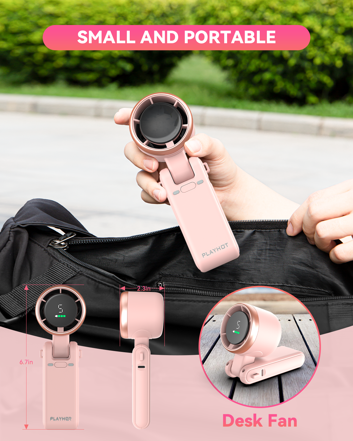 Portable Turbo Fan - 5 Speeds, 20H Battery, Ultra-Cooling