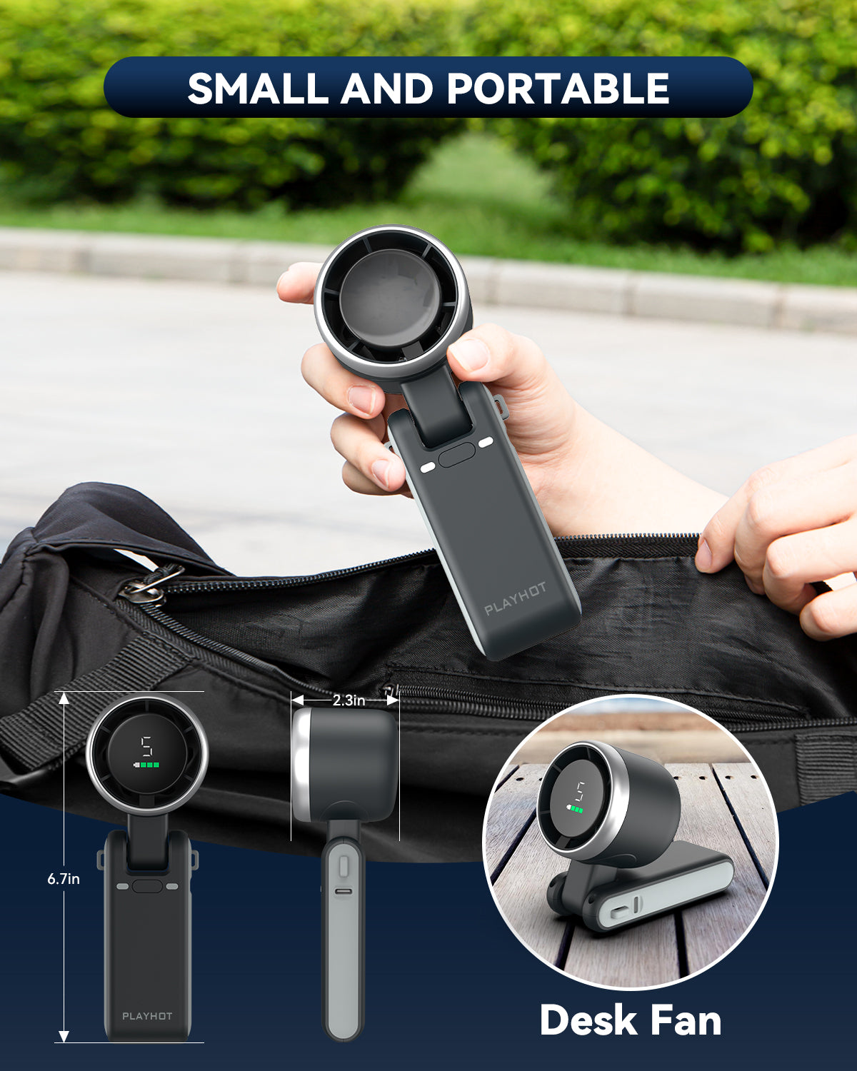 Portable Turbo Fan - 5 Speeds, 20H Battery, Ultra-Cooling